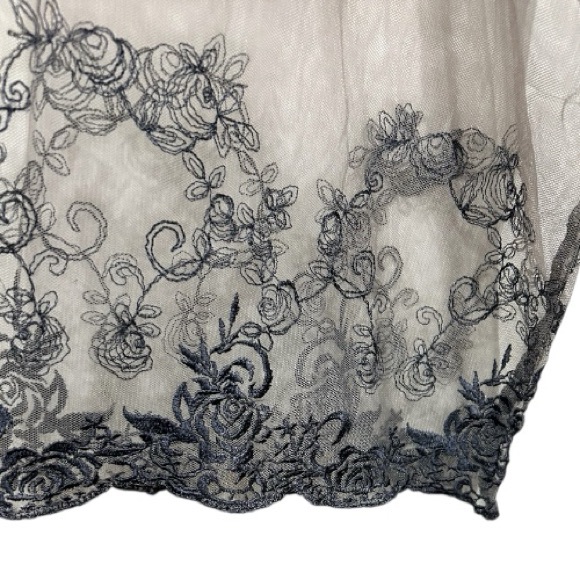 Free People Show Pony Lady Pewter Beaded Mesh Top Sz L - Picture 13 of 16